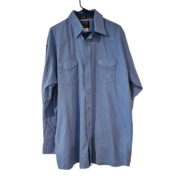 Wrangler Blue Casual Button Down Shirt Relaxed Fit - Picture 1 of 10